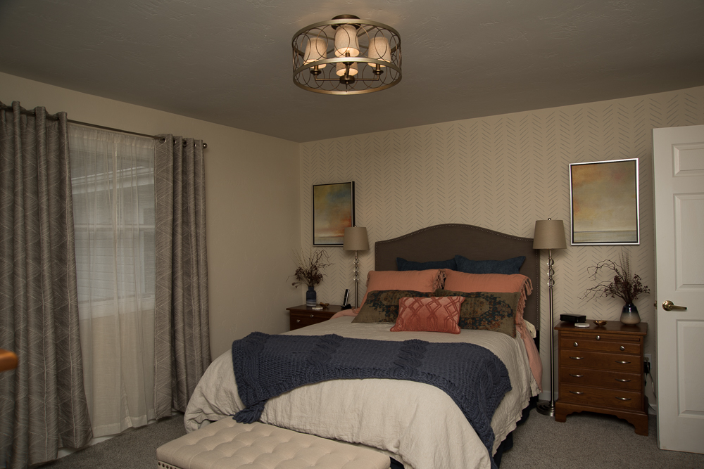 Here is the after! The Old Farm Road Master has been redone to incorporate the salmon color along with a denim blue to give it an earthy appeal.